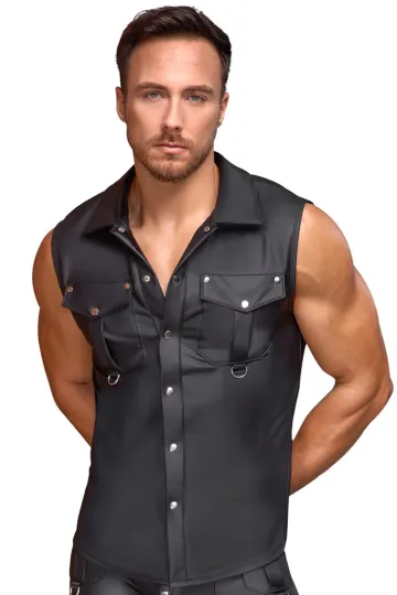 Ärmelloses Mattlook-Shirt schwarz