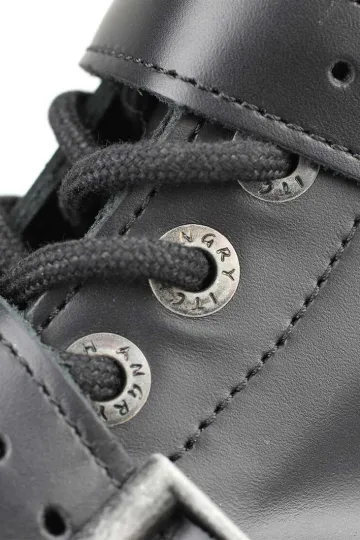 Angry Itch 10-Loch 3-Buckle Leder Stiefel Schwarz