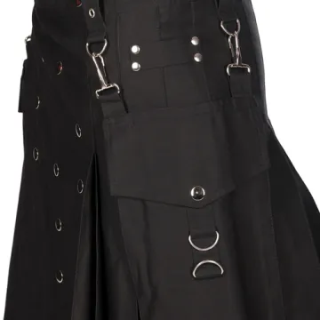Black Pistol Button Kilt Denim schwarz