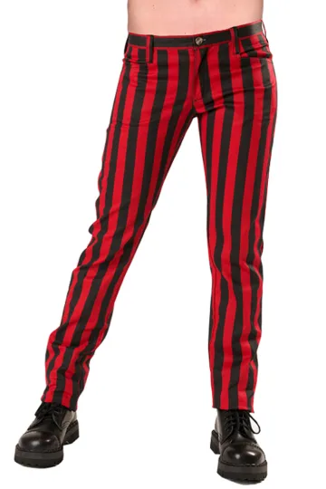 Black Pistol Close Pants Stripe Denim schwarz/rot