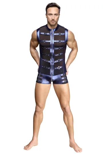 Blaues Shirt im trendigen Metallic-Mattlook