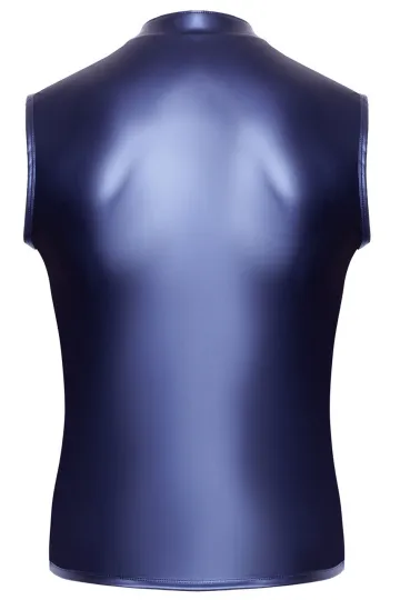 Blaues Shirt im trendigen Metallic-Mattlook