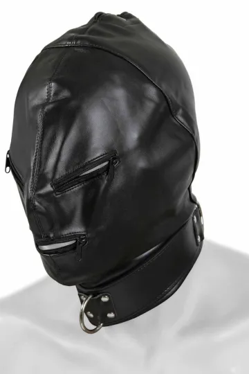 Bondage-Maske schwarz mit Reißverschlüssen