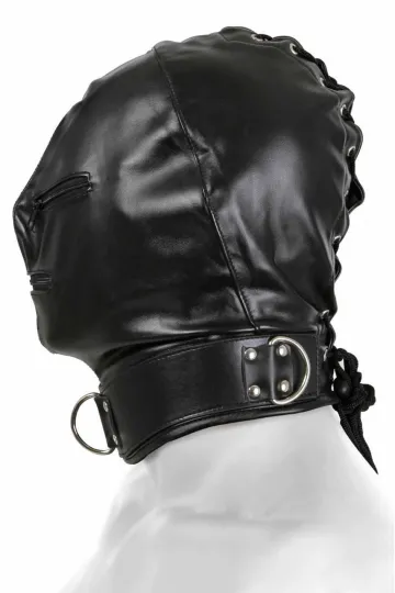 Bondage-Maske schwarz mit Reißverschlüssen