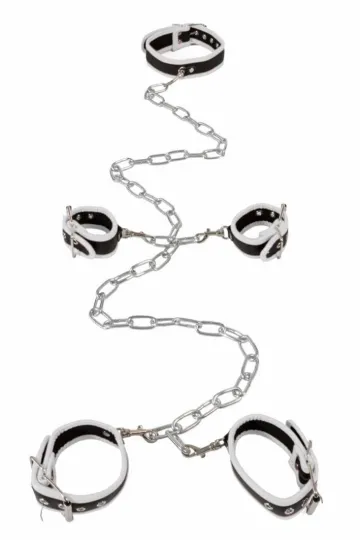 Bondage-Set aus Kunstleder schwarz/weiß