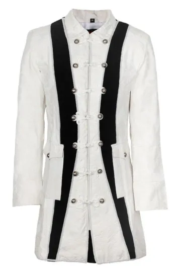 Brokat Gehrock weiß/schwarz