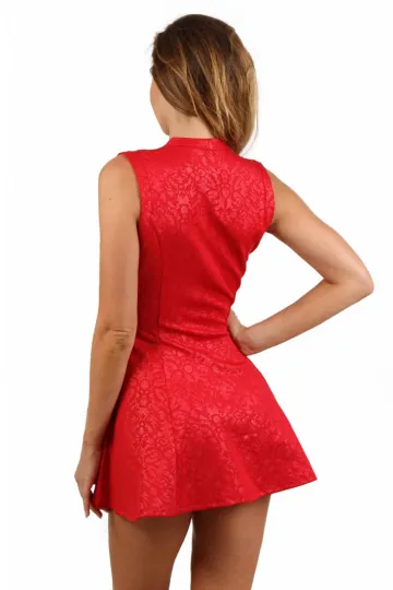 Brokat Minikleid mit Zip rot