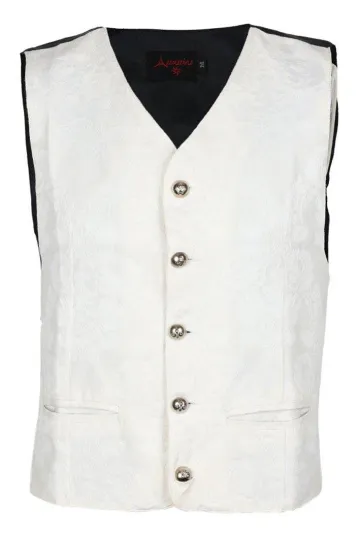 Brokat Weste weiß/schwarz