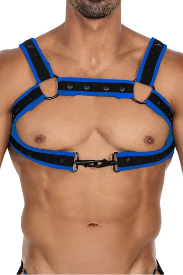 Brust-Harness 05 schwarz/neonblau