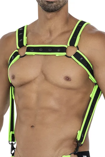 Brust-Harness 05 schwarz/neongrün