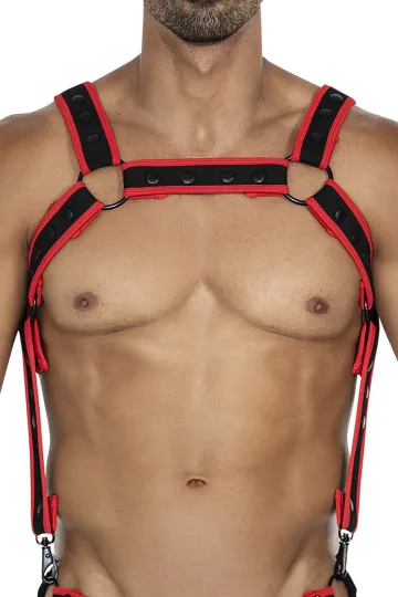 Brust-Harness 05 schwarz/rot