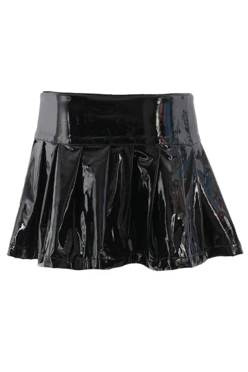 Buckle Mini Skirt Lack schwarz