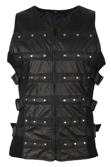 Button Vest Wetlook schwarz