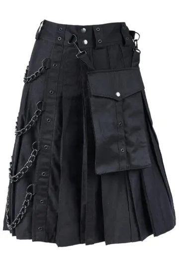 Chain Kilt Denim schwarz