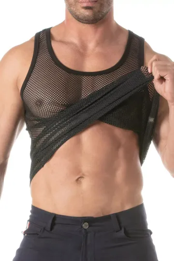 Circuit Fishnet Tank Top schwarz