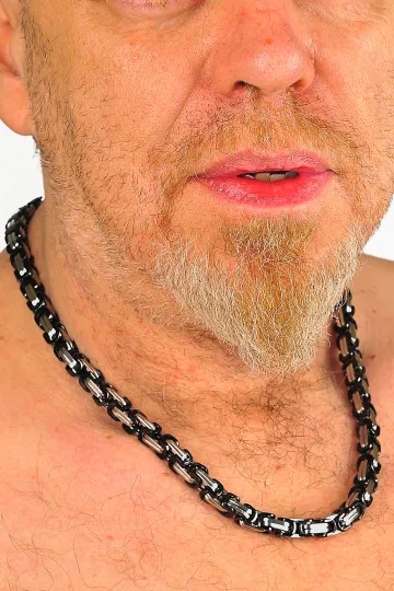 Edelstahl Kette 002 Farbe schwarz/silber