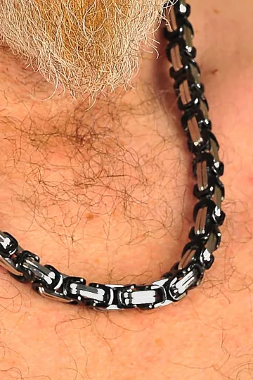 Edelstahl Kette 002 Farbe schwarz/silber