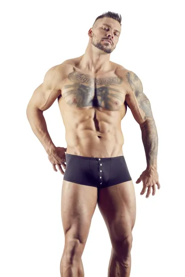 Elastische Pants schwarz mit Druckknopfleiste