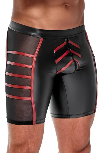 Enge Shorts im edlen Mattlook schwarz/rot