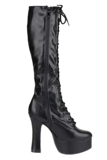 Erogance Plateau Kniestiefel C2020 PU Schwarz