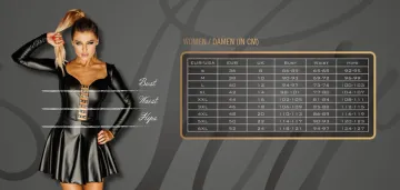 F294 Powerwetlook Bodysuit mit Frontreißverschluss schwarz