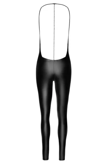 F306 Wetlook Catsuit ouvert schwarz