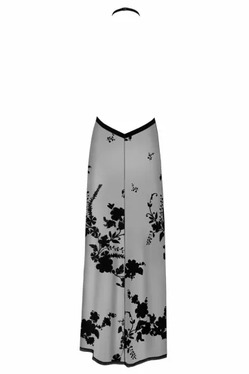 F312 langes Kleid aus Netzmaterial schwarz
