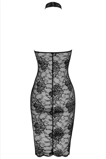 F338 halblanges Kleid aus Spitze schwarz
