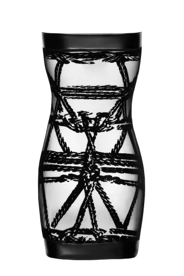 F359 Off-Shoulder Minikleid Bondesque schwarz