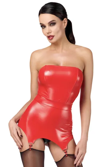 F368 Bombshell Fierce Corsagen-Kleid rot