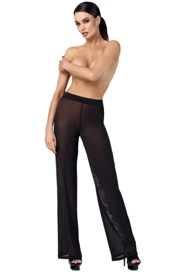 F374 Onyx Sheer Palazzo Hose schwarz