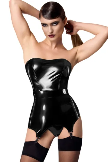 F381 Dominae Venom Lack Corsagen-Kleid schwarz