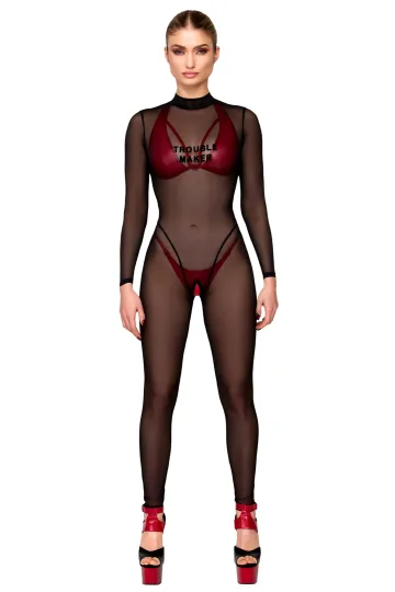 F387 Troublemaker Catsuit schwarz