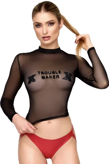F389 Troublemaker Top schwarz