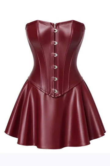 F397 Dark Romance Korsett-Minikleid burgunderrot