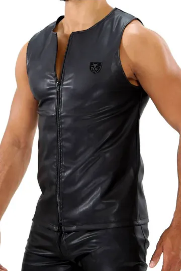Fetish Zipped Tank Top schwarz