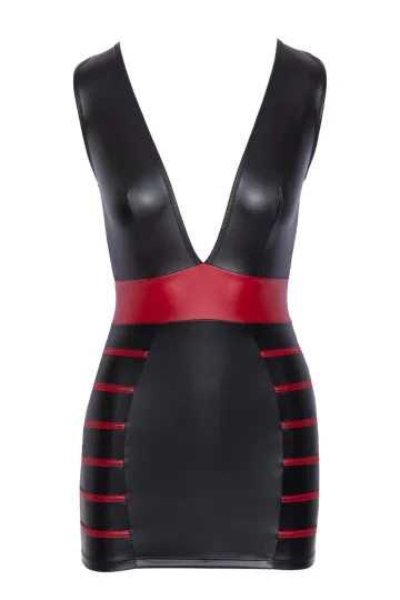 Figurbetonendes Kleid im Mattlook schwarz/rot