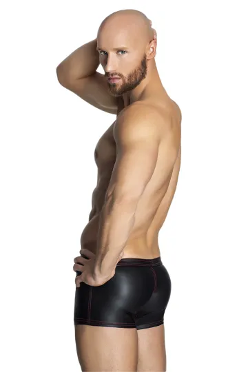 H028 Extravagante Shorts mit rotem Zipper schwarz/rot