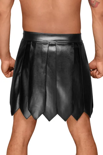 H053 Ecoleather Gladiator Rock mit PVC Zierfalten schwarz