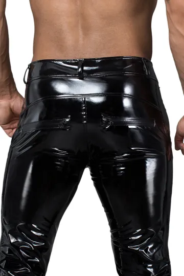 H060 Lange Hose aus elastischem PVC schwarz