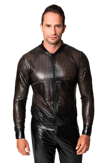 H076 Powerwetlook Jacke schwarz