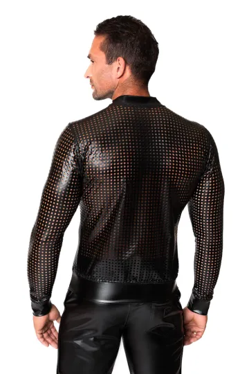 H076 Powerwetlook Jacke schwarz