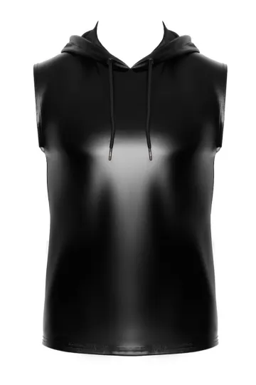 H081 Ärmelloses Kapuzenshirt schwarz
