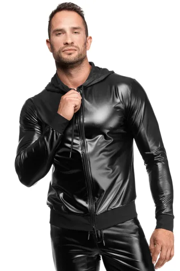 H086 Herren Kapuzen Jacke schwarz