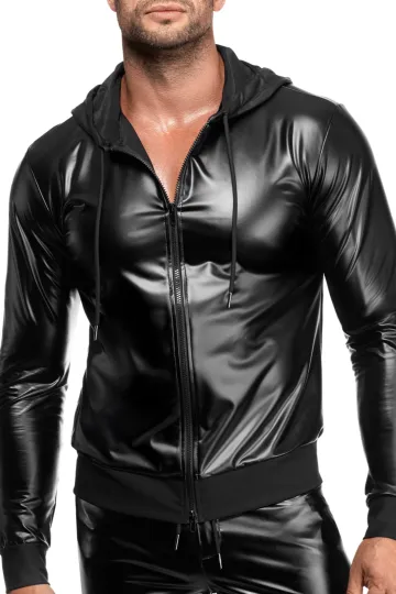 H086 Herren Kapuzen Jacke schwarz