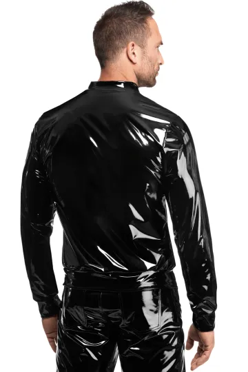 H092 Herren Lack Jacke schwarz