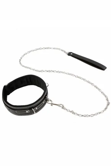 Halsband Strass & Leine schwarz