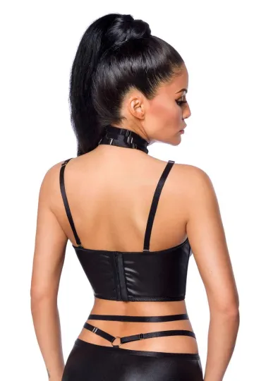 Harness-Wetlook-Set mit Rock schwarz