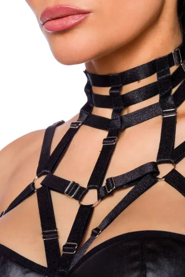 Harness-Wetlook-Set mit Rock schwarz