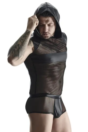 Kapuzen-Shirt TSH005 schwarz von Regnes Fetish Planet